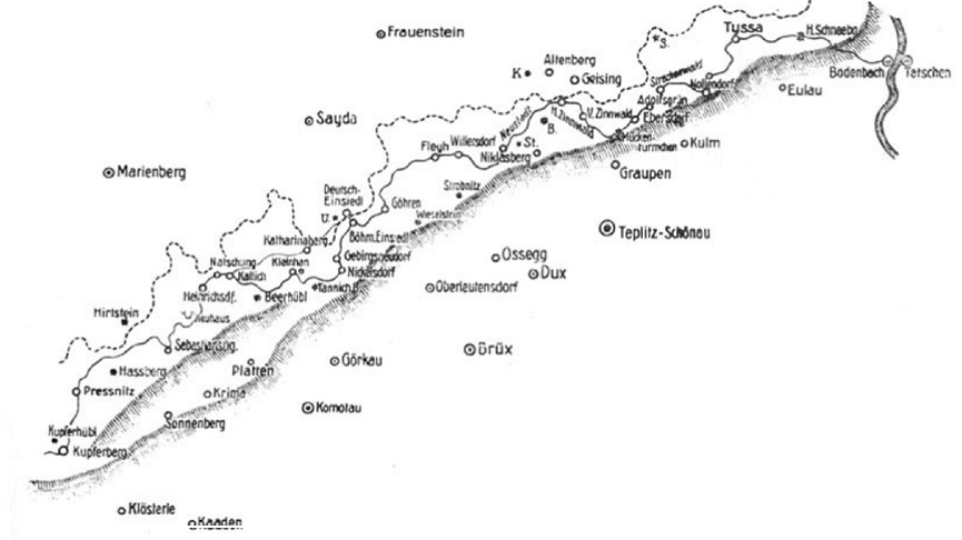 Mapa Kammweg – východ