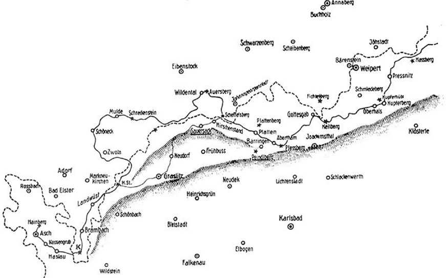 Mapa Kammweg – západ